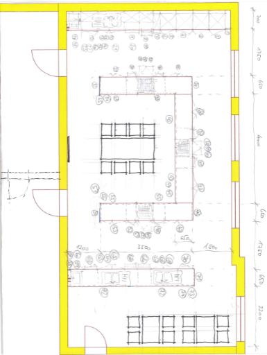 Grundriss mit Geräteplanung einer Großküche